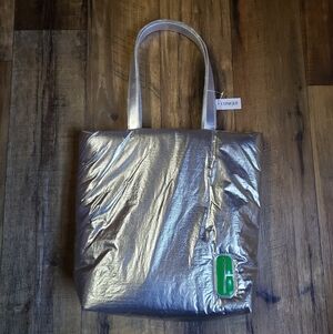 Clinique Metallic Silver  Tote Bag